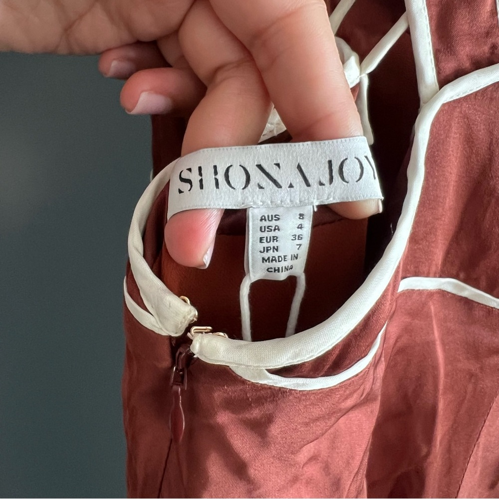 Shona Joy Belkis Contrast Plunged Cross Back Maxi Dress Size 4 NEW! With tags! - Picture 11 of 16
